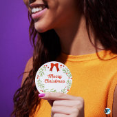 Green and Red Festive Merry Christmas  ラウンドシール