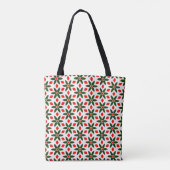 Green and red floral patterned Tote トートバッグ (裏面)