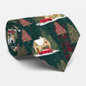 Green And Red Forest Christmas Village ネクタイ (ロール)