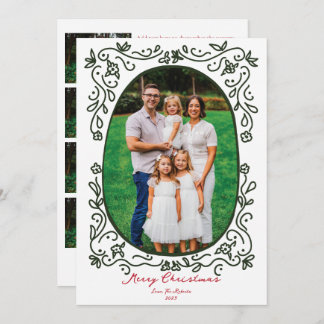 Green and Red Hand Drawn Illustrated Doodle Photo シーズンカード