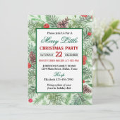 Green and Red Holly Border Christmas Party 招待状 (スタンド正面)