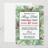 Green and Red Holly Border Christmas Party 招待状 (正面/裏面)