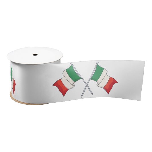 Green and Red Italian Flag Pattern サテンリボン (リール)