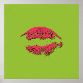 Green and Red Kissing Lips ポスター (正面)