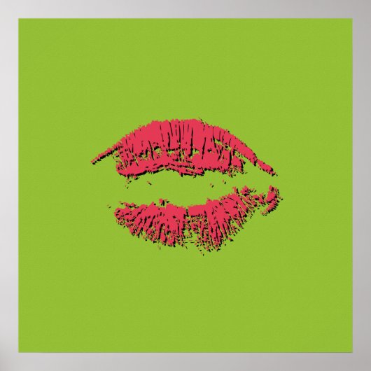 Green and Red Kissing Lips ポスター (正面)