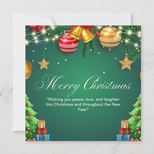 Green and Red Merry Christmas Personalized シーズンカード (正面)