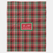 Green and Red Merry Christmas Plaid Blanket Gift フリースブランケット (正面)