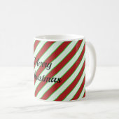 Green and Red Pinstripe Pattern コーヒーマグカップ (正面右)