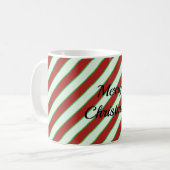 Green and Red Pinstripe Pattern コーヒーマグカップ (正面左)