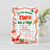 Green and Red Retro Christmas Winter 2nd Birthday 招待状 (スタンド正面)