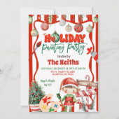 Green and Red Retro Kid's Holiday Painting Party 招待状 (正面)