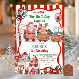 Green and Red Retro Santa's Workshop Birthday 招待状