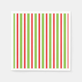 Green and Red Stripes Napkin Christmas Stripped スタンダードカクテルナプキン