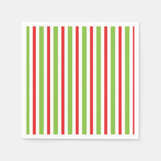 Green and Red Stripes Napkin Christmas Stripped スタンダードカクテルナプキン (正面)
