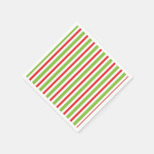 Green and Red Stripes Napkin Christmas Stripped スタンダードカクテルナプキン (角)