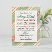 Green and Red Stripped Border Christmas Party 招待状 (スタンド正面)