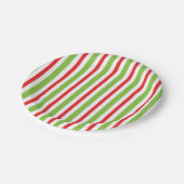Green and Red Stripped Paper Plate Xmas Plates ペーパープレート (アングル)