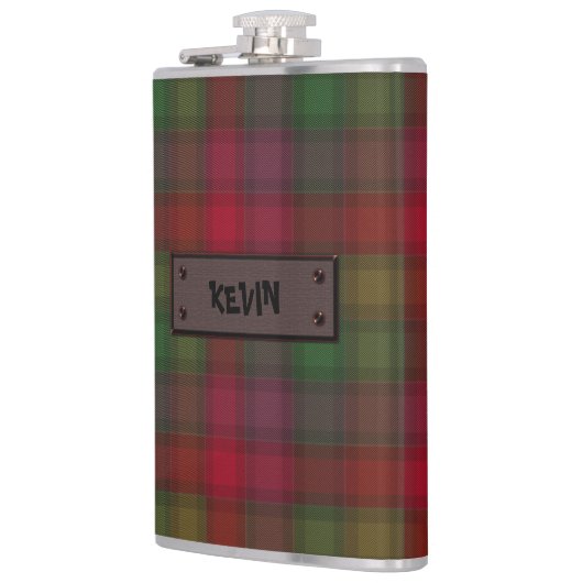 Green and red, tartan flask フラスク (左)
