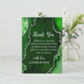 Green and Silver Agate Birthday Party サンキューカード (スタンド正面)