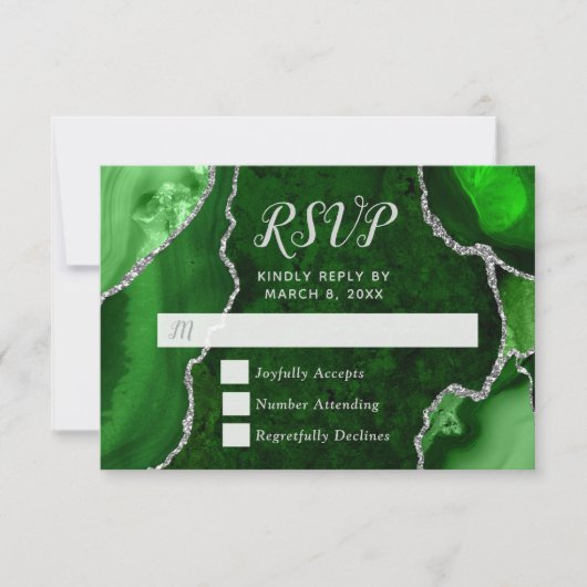 Green and Silver Agate Marble RSVP (正面)