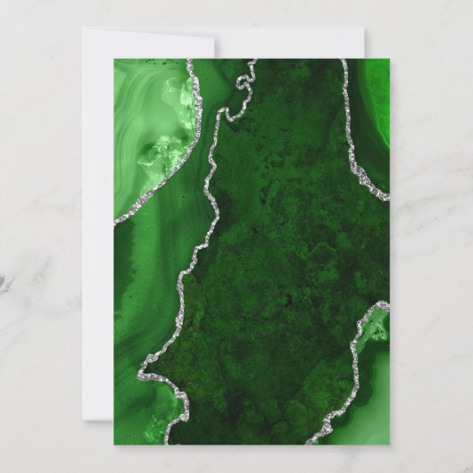 Green and Silver Agate Marble Wedding 招待状 (裏面)