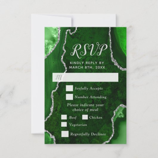 Green and Silver Agate Meal Choice RSVP (正面)