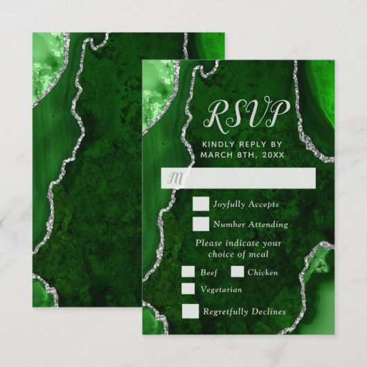 Green and Silver Agate Meal Choice RSVP (正面/裏面)