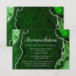 Green and Silver Agate Wedding Accommodations エンクロージャーカード
