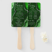 Green and Silver Agate Wedding Program ハンドファン (正面&裏面)