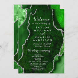 Green and Silver Agate Wedding Program プログラム
