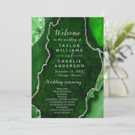 Green and Silver Agate Wedding Program プログラム (スタンド正面)
