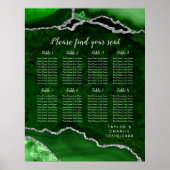 Green and Silver Agate Wedding Seating Chart ポスター (正面)