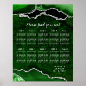 Green and Silver Agate Wedding Seating Chart ポスター (正面)