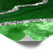 Green and Silver Agate Wedding Seating Chart ポスター (角)