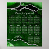 Green and Silver Agate Wedding Seating Chart ポスター (正面)