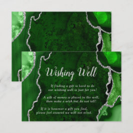 Green and Silver Agate Wedding Wishing Well エンクロージャーカード
