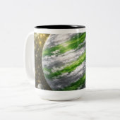 Green and Silver Planet ツートーンマグカップ (正面左)