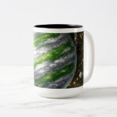 Green and Silver Planet ツートーンマグカップ (正面右)