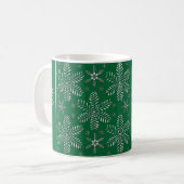 Green and Silver Snowflakes Christmas Mug コーヒーマグカップ (正面左)