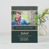 Green and Taupe Graduation Class 2025写真 招待状 (スタンド正面)
