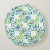 Green And Teal Garden Design Round Pillow ラウンドクッション (裏面)