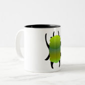 Green and Teal Gradient Scarab Beetle ツートーンマグカップ (正面左)