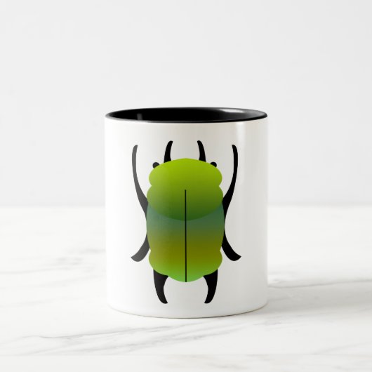 Green and Teal Gradient Scarab Beetle ツートーンマグカップ (中央)