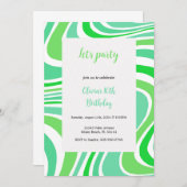 green and turquoise groovy invitation 招待状 (正面/裏面)