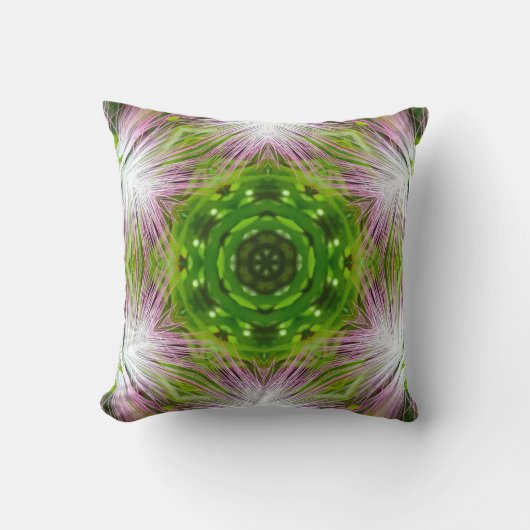 GREEN AND WHITE ABSTRACT DRAWING. SAMER BRASIL. 2 クッション (正面)