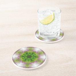 GREEN AND WHITE ABSTRACT DRAWING. SAMER BRASIL. 2 コースター