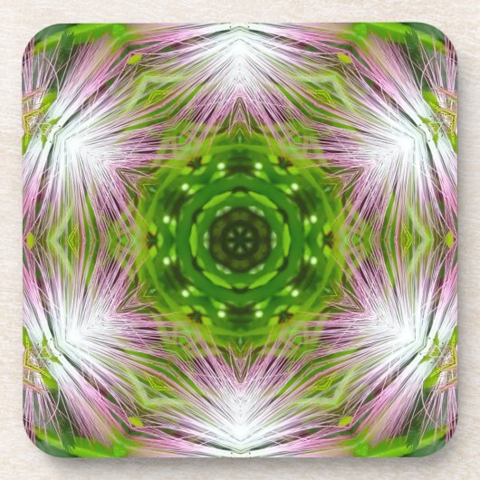 GREEN AND WHITE ABSTRACT DRAWING. SAMER BRASIL. 2 コースター (正面)