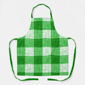 Green and White Bold Checkered Plaid Design  エプロン (正面)