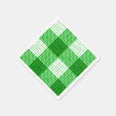 Green and White Bold Checkered Plaid Design  スタンダードカクテルナプキン (角)