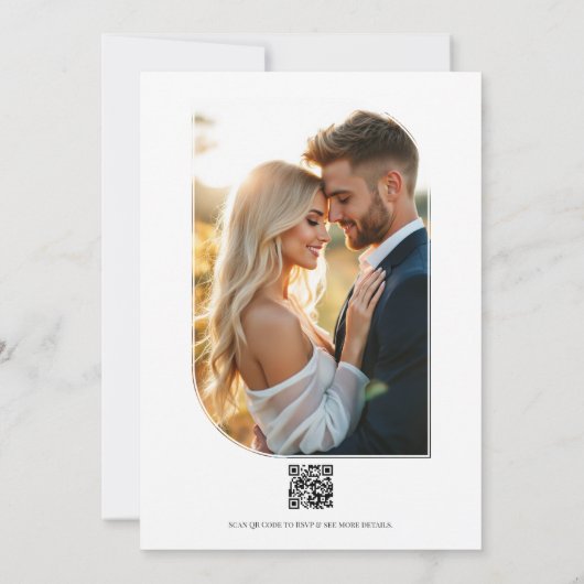 Green and White Botanical Floral Wedding QR Code 招待状 (裏面)